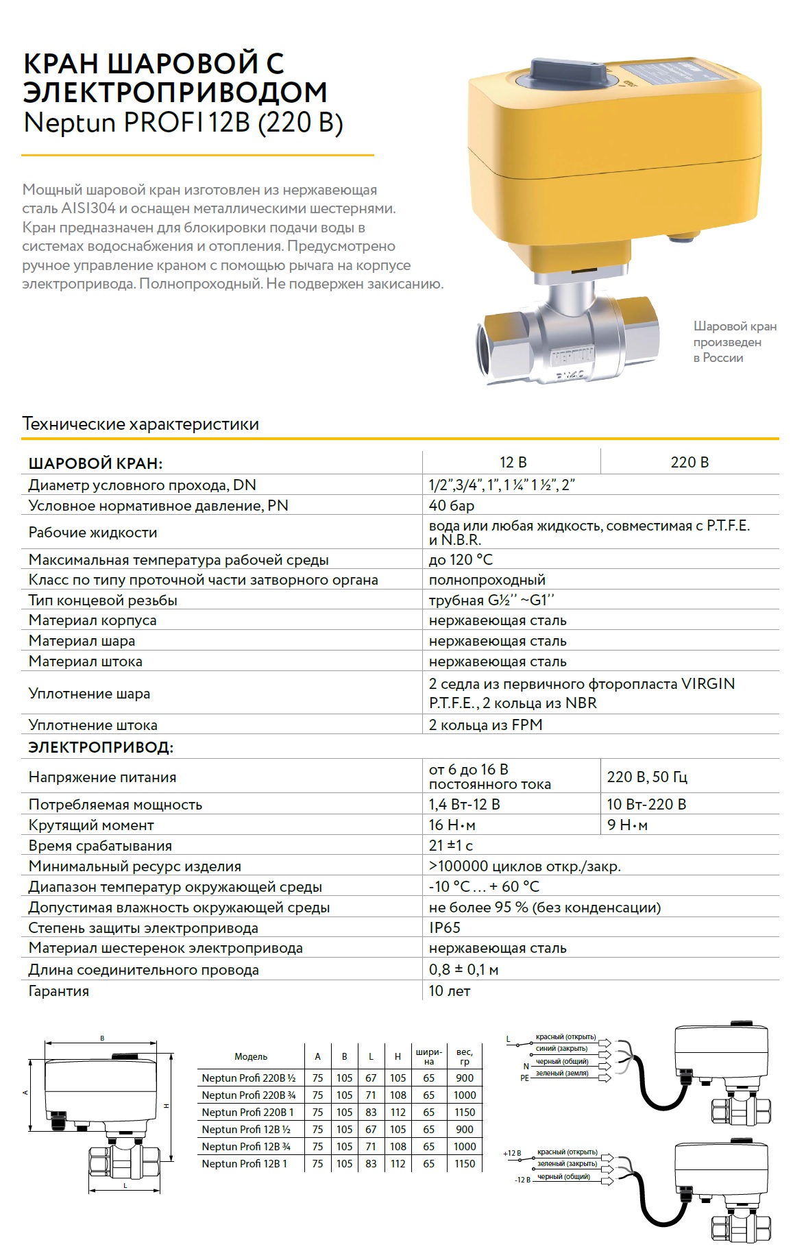 Кран с электроприводом Neptun Profi 1/2